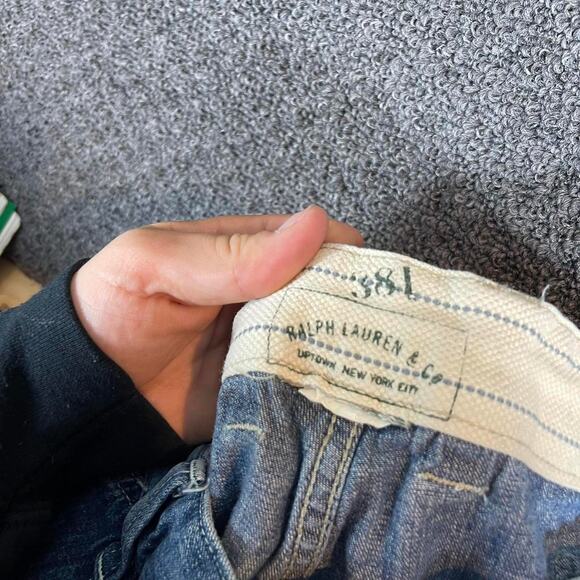 Polo Ralph Lauren Yacht Club Cinch Buckle Back Jeans Distressed Marine Wide Leg - Picture 3 of 8